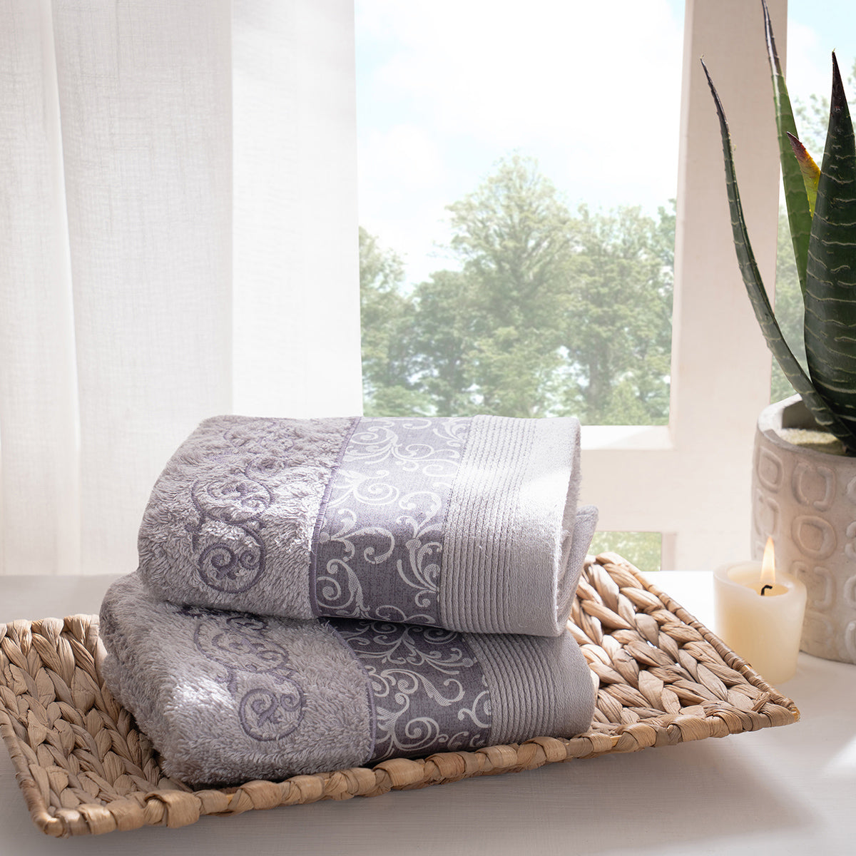 Selene Embroidery Machine 100% Cotton Towel Purple