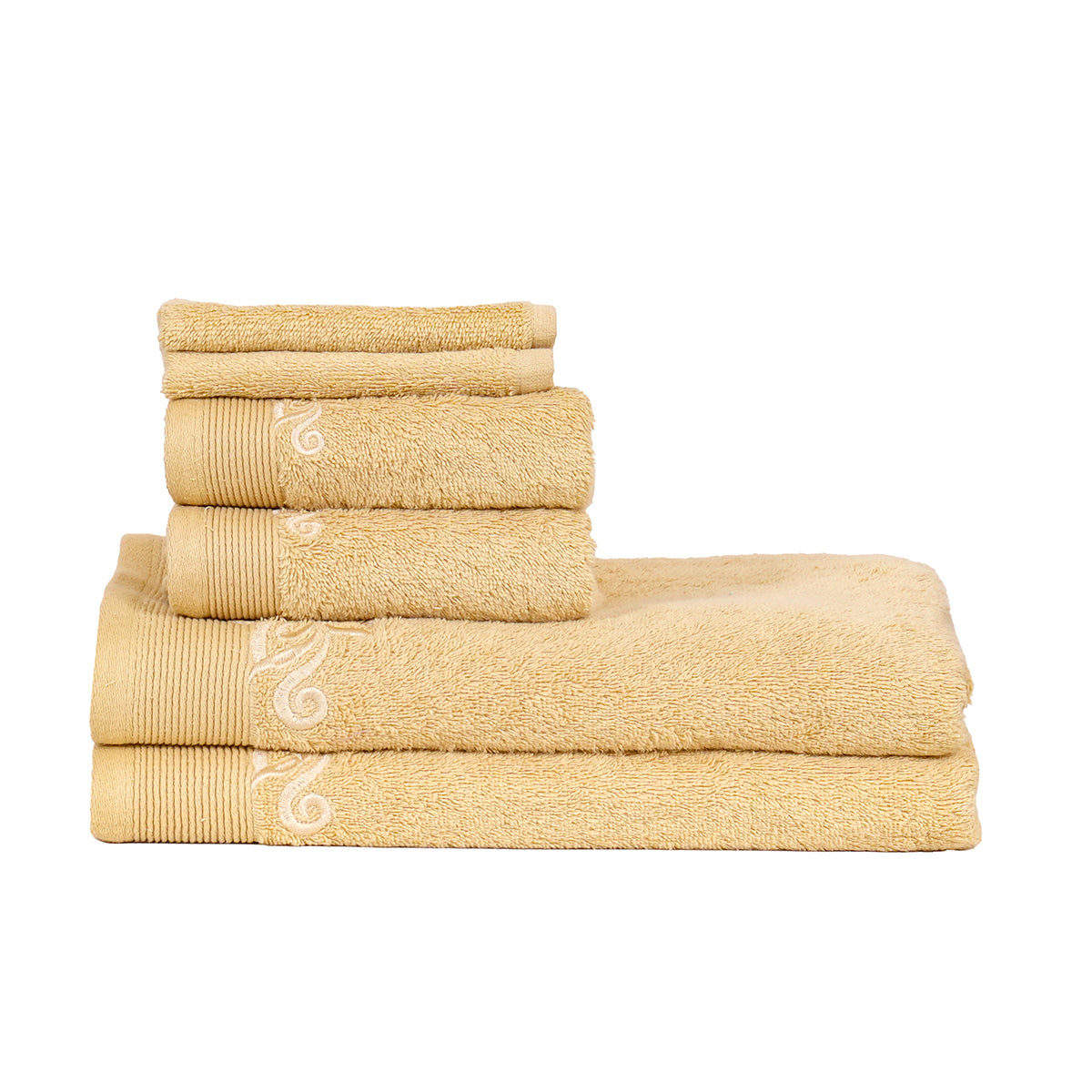 Classic Trope Embroidery 100% Cotton Towel Set Gold
