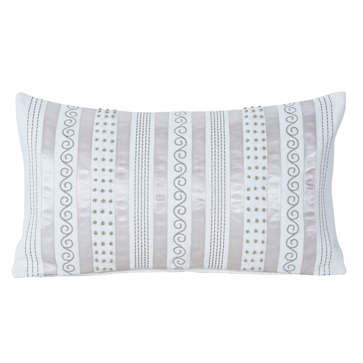 Tranquil Essence Adornment Lacery Embroidered 100% Cotton Beige Cushion Cover
