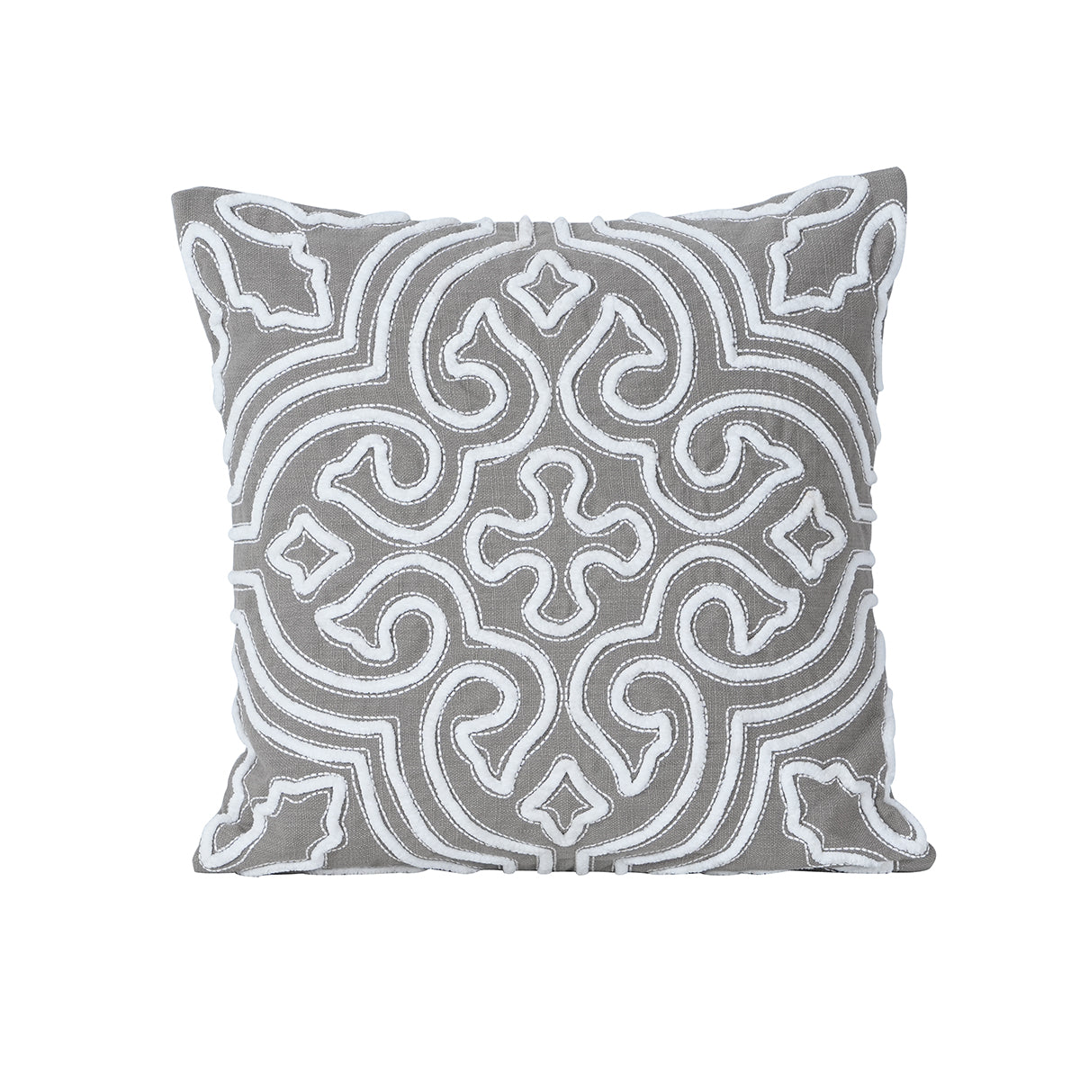 Tranquil Essence Alligator Reflect Embroidered 100% Cotton Beige Cushion Cover