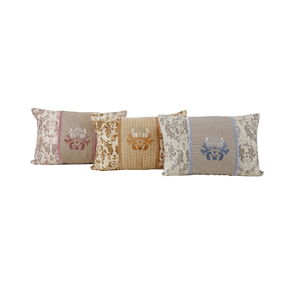 Vintage Printed Royal Insignia Pillow Sham Set Blue