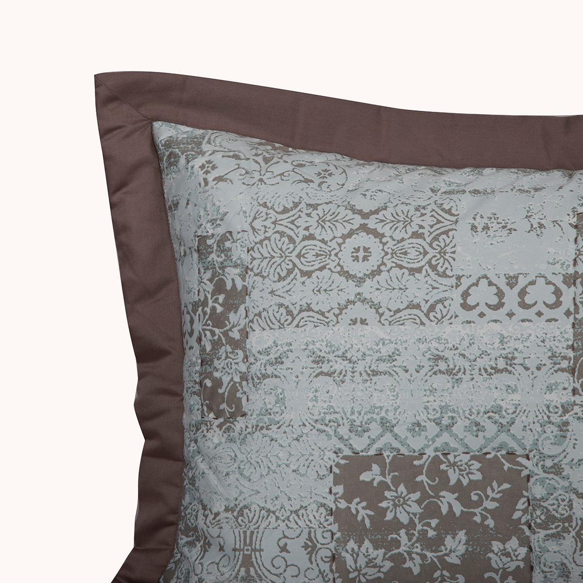 Vintage Quilted Hand Renascence Print Pillow Sham Set Blue