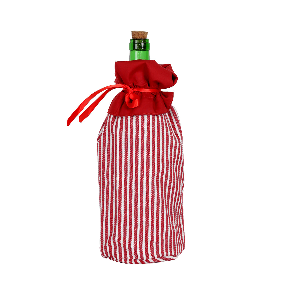 X-Mas Stripe 100%Cotton Woven Yarn Dyed Red Wine Bag