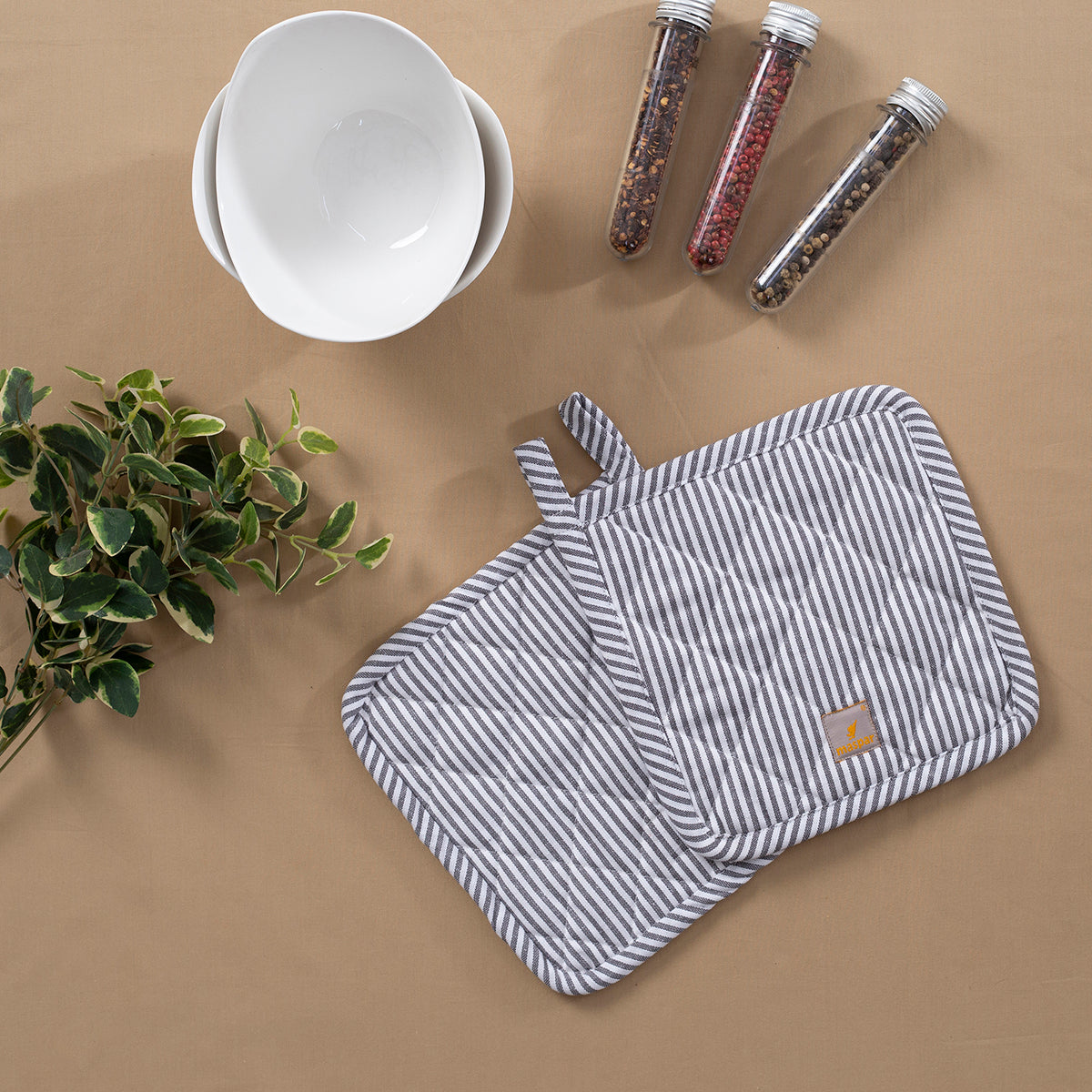 Ticking Stripe Black/White 2 Pc Pot Holder