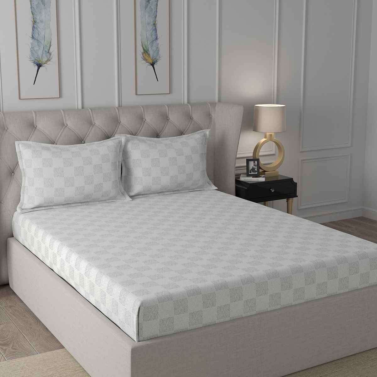 Regency Juliana Printed 144TC 100 %Cotton Grey Bed Sheet