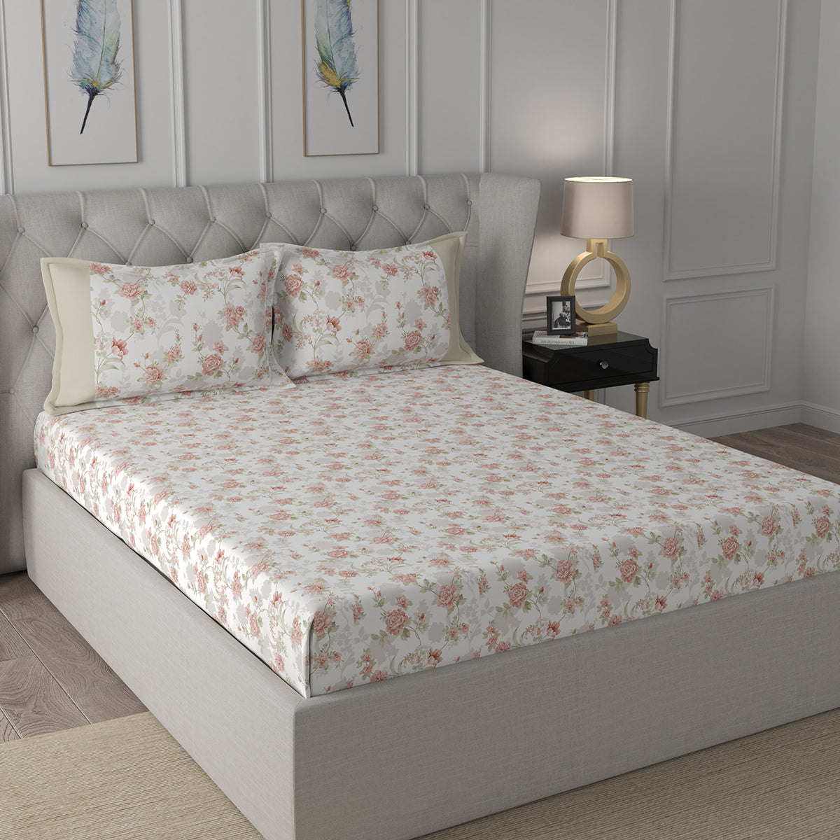 Hermosa Exotic Bouquet Bloomington Red Bed Sheet with Pillow Case