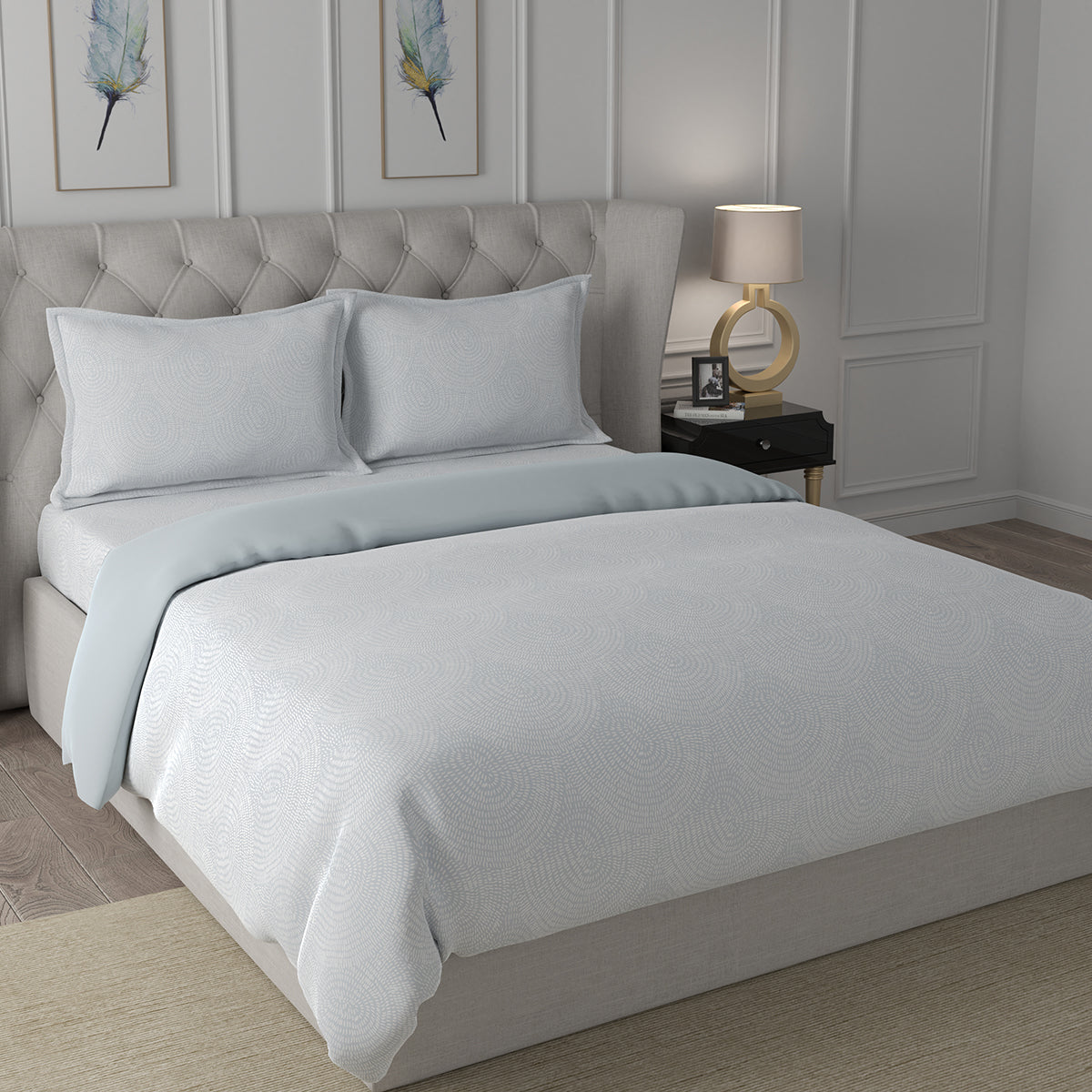 Hermosa Exotic Bouquet Solaris Blue 4 Pc Quilt/Quilted Bed Cover Set