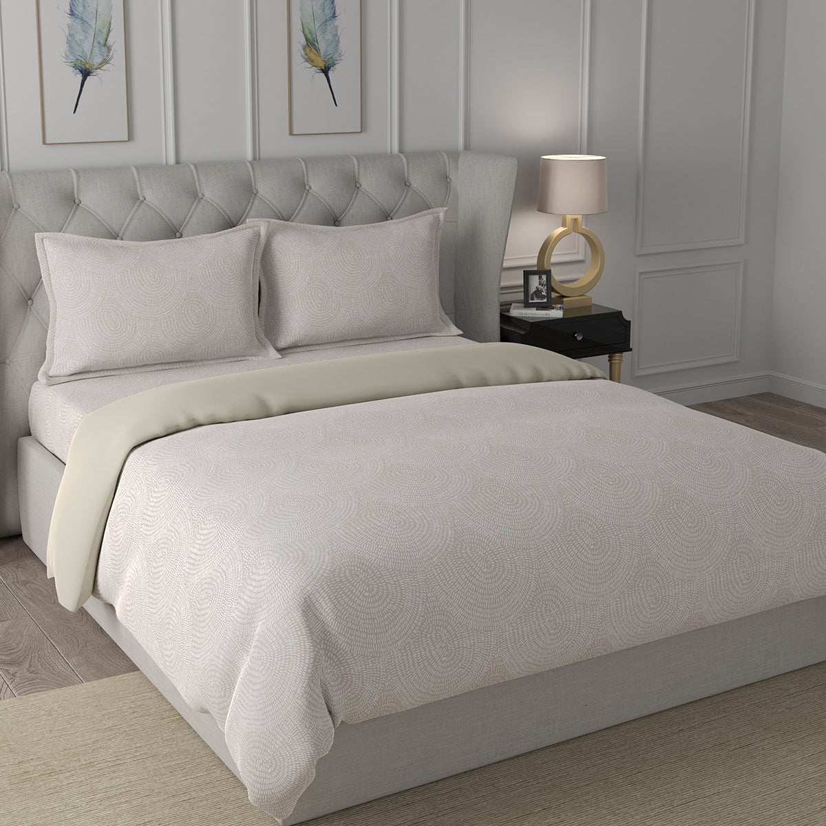 Hermosa Exotic Bouquet Solaris Neutral 4 Pc Quilt/Quilted Bed Cover Set