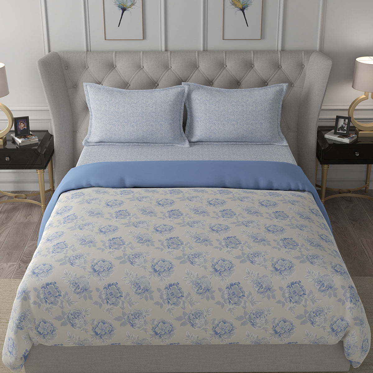Backyard Patio Silvie Summer AC Quilt/Quilted Bed Cover/Comforter Blue