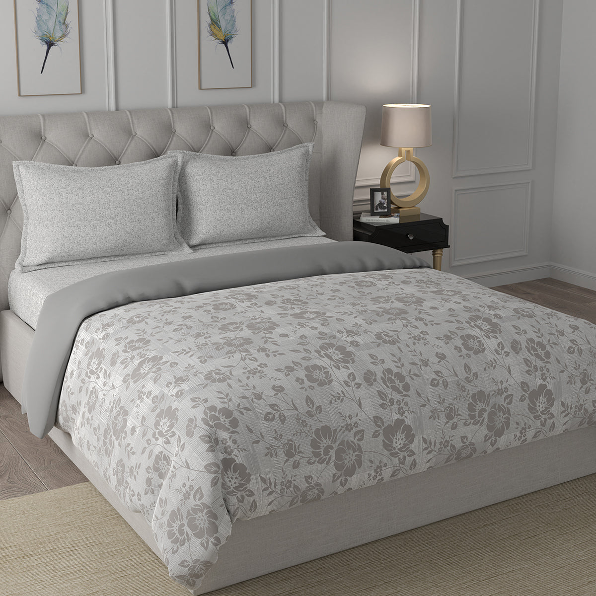 Backyard Patio Textured Floral Brown 4 PC Quilt/Quilted Bed Cover Set
