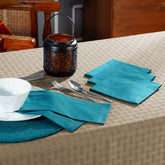 Dazzle Meghan Solid Peacock 4PC Napkin Set With Box Packaging