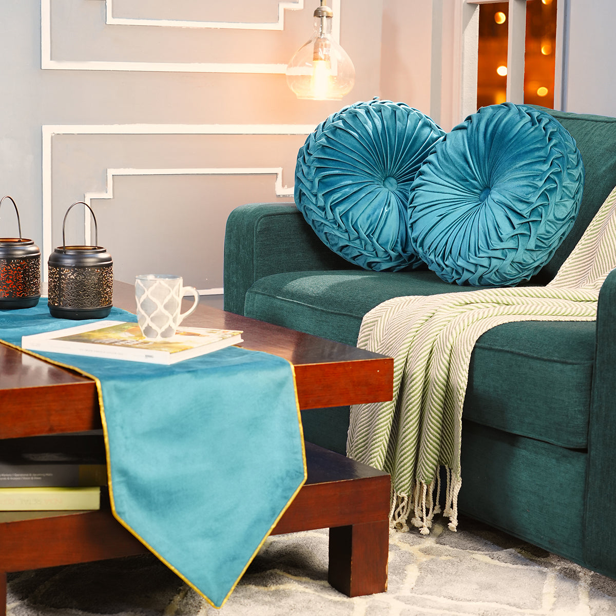 Dazzle Nostalgic Solid Peacock 3PC Table Set With Box Packaging