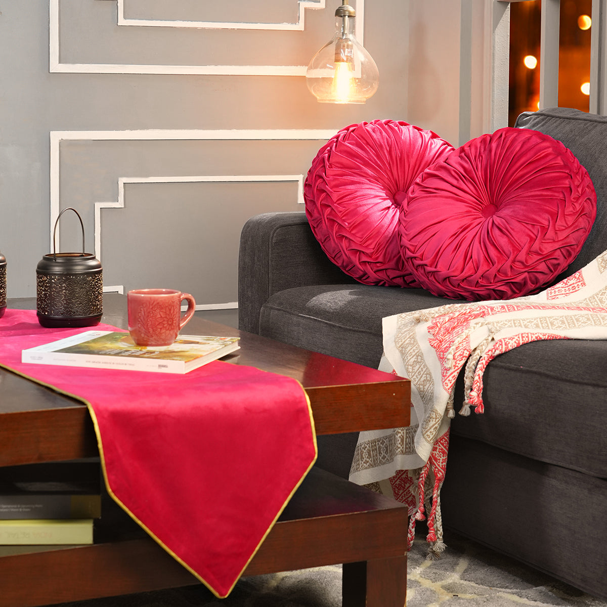 Dazzle Nostalgic Solid Peony Pink 3PC Table Set With Box Packaging