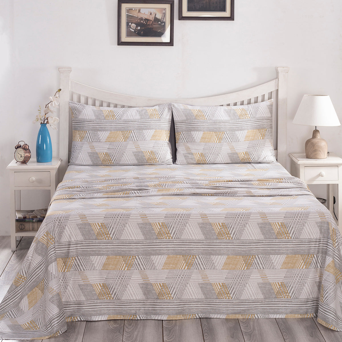 PBS Nomad Scuplt Maximus Printed 100% Cotton Neutral Soft Bed Sheet