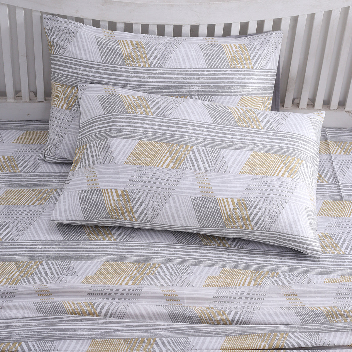 PBS Nomad Scuplt Maximus Printed 100% Cotton Neutral Soft Bed Sheet