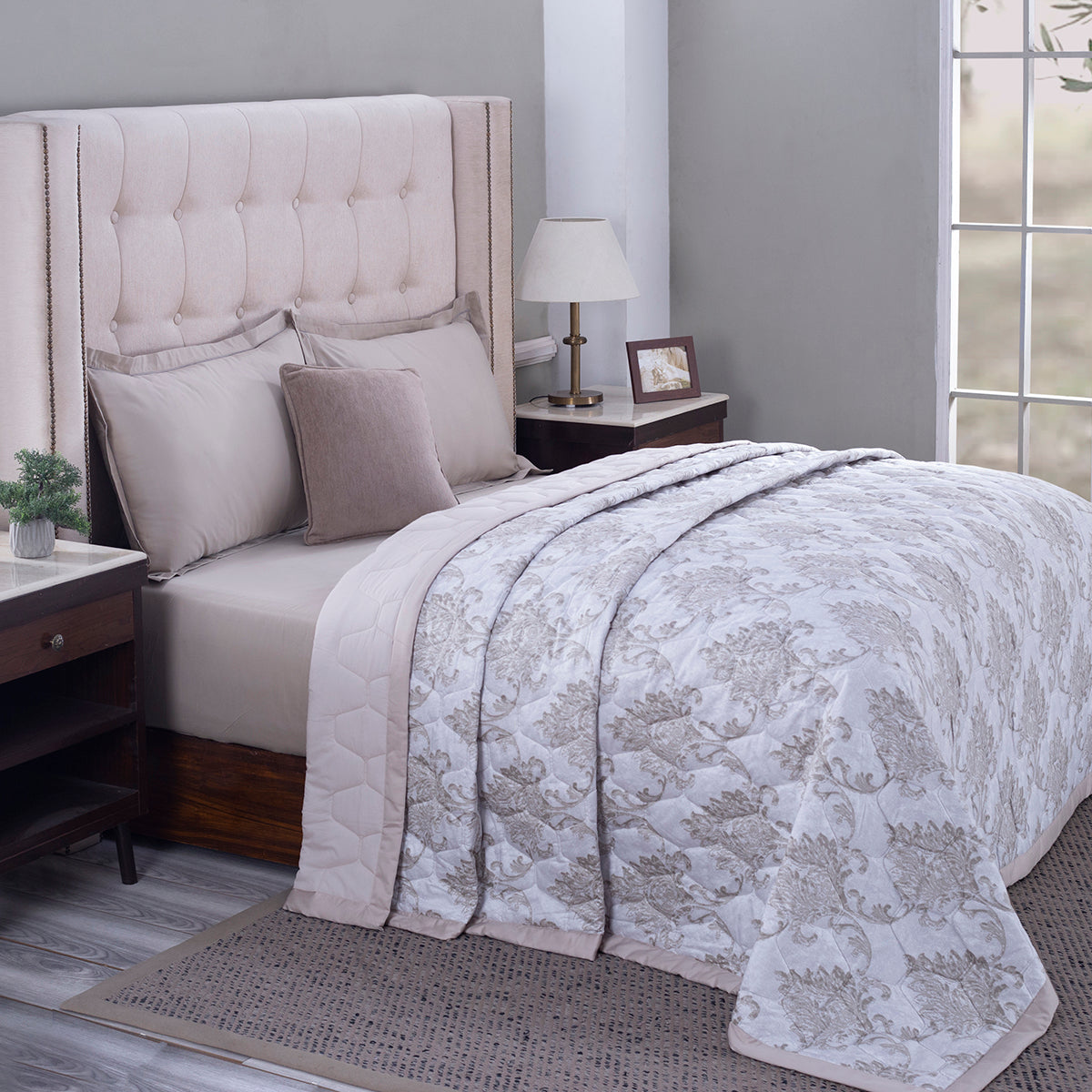 PBS Nomad Scuplt Pietra 6PC Quilt/Quilted Bed Cover Set Neutral