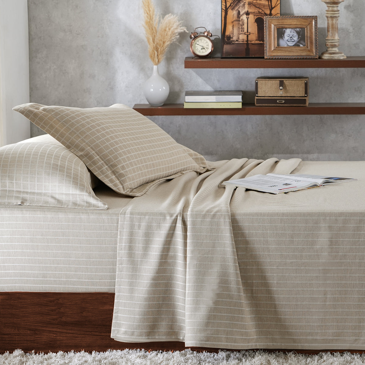 Bliss Reversible Made With Egyptian Cotton Ultra Soft Beige Bed Sheet
