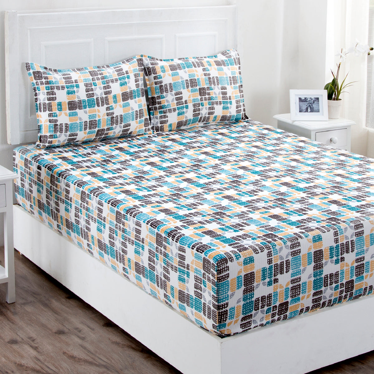 Zephyr Exton Printed 200 TC 100% Cotton Multi Pastel Bed Sheet