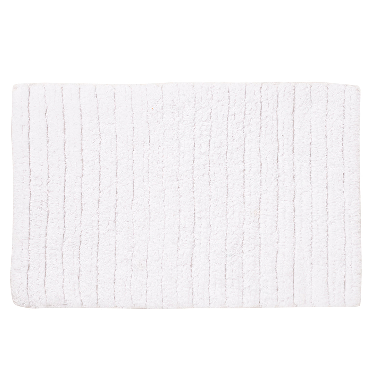 Corded Stripe Anti Skid Solid White Bath Mat