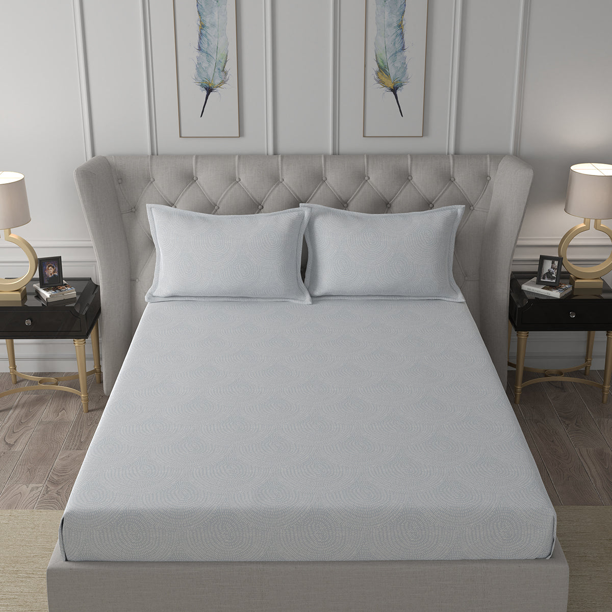 Hermosa Exotic Bouquet Solaris Blue Bed Sheet with Pillow Case