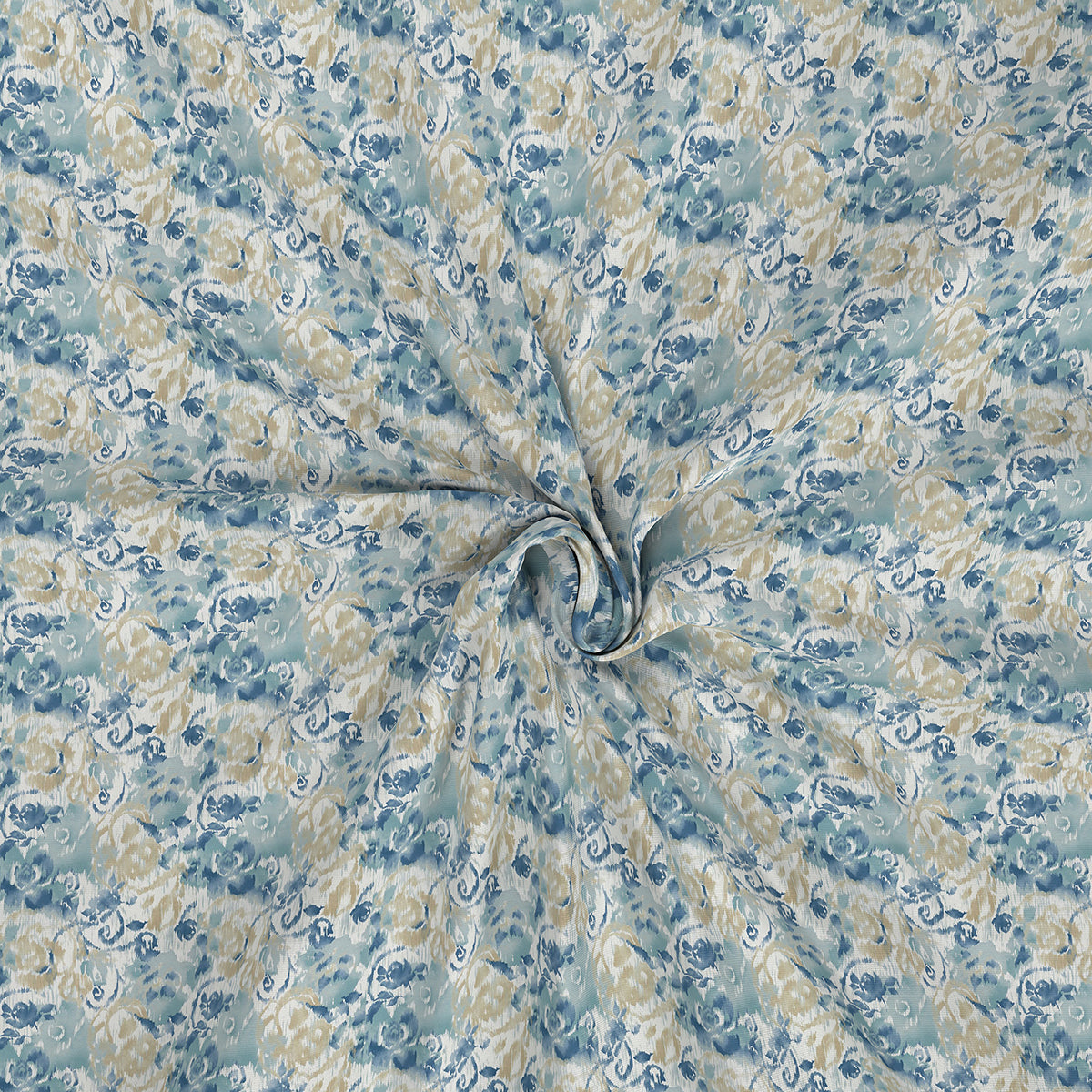 Backyard Patio Meridian Printed 100%Cotton Blue Bed Sheet with Pillow Covers
