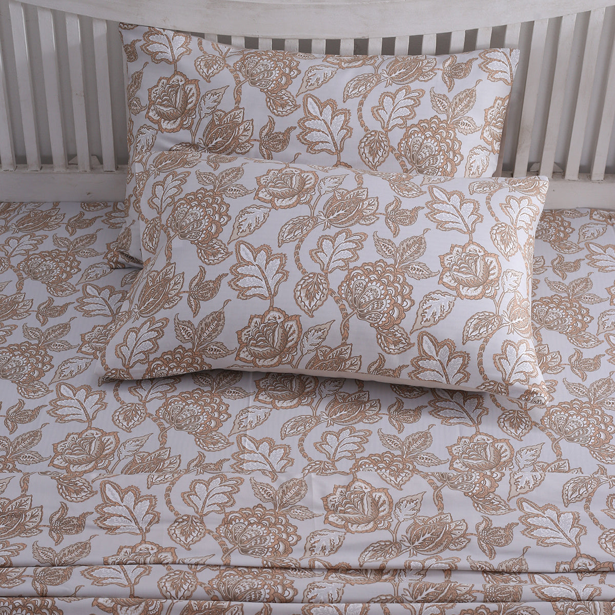 PBS Nomad Scuplt Orlean Printed 100% Cotton Neutral Soft Bed Sheet