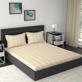 Modern Sanctuary Azur Printed 200 TC 100% Cotton Orange Bed Sheet