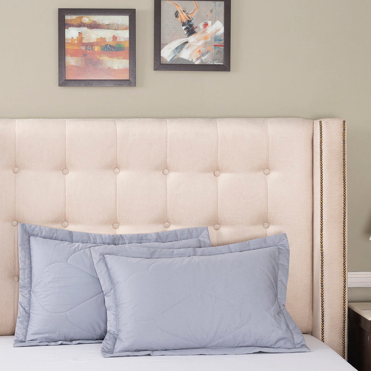 Grandeur Vintage Floret Machine Quilted 2 Pc Standard Pillow Sham Set