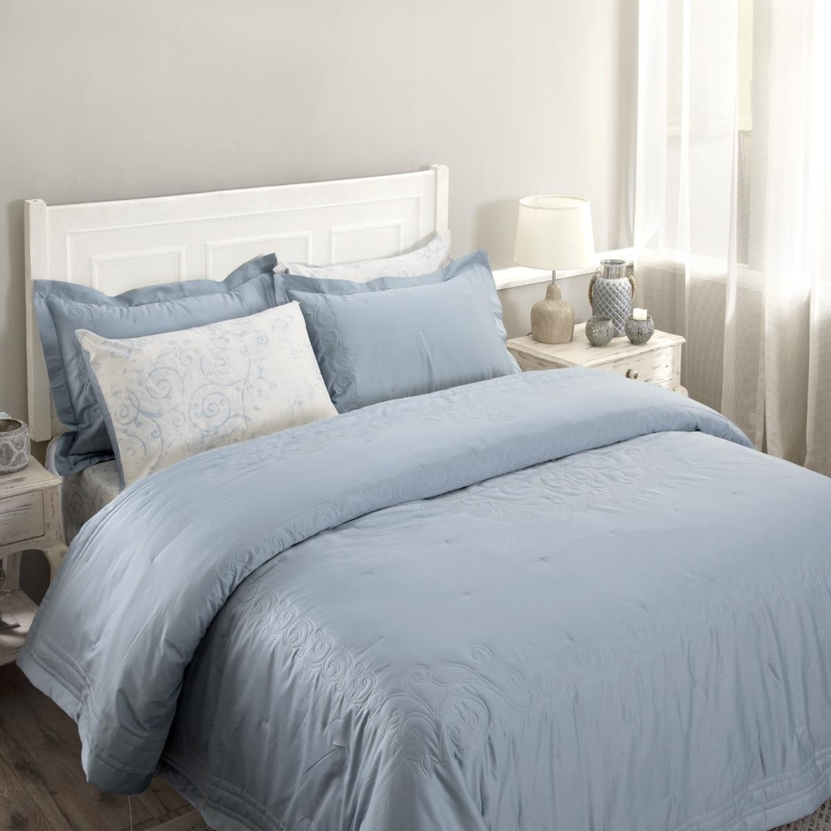 Unraveled Provence Summer AC Quilt/Quilted Bed Cover/Comforter Blue