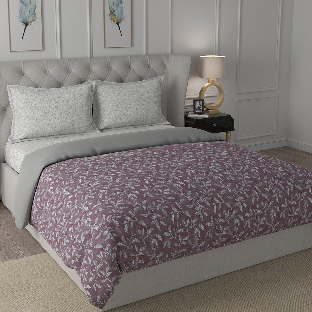 Backyard Patio Rustic Leaf Summer AC Quilt/Quilted Bed Cover/Comforter Red