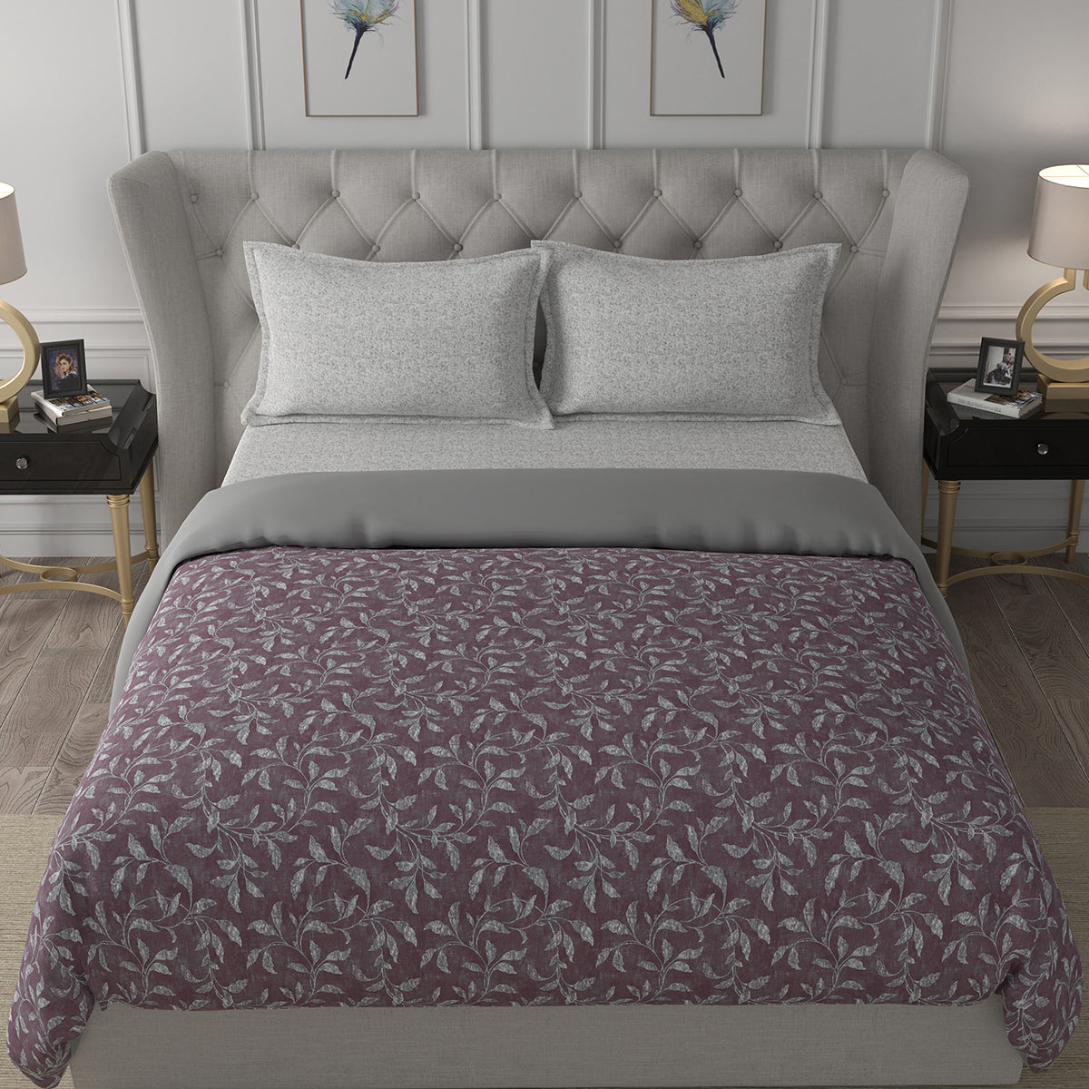 Backyard Patio Rustic Leaf Summer AC Quilt/Quilted Bed Cover/Comforter Red