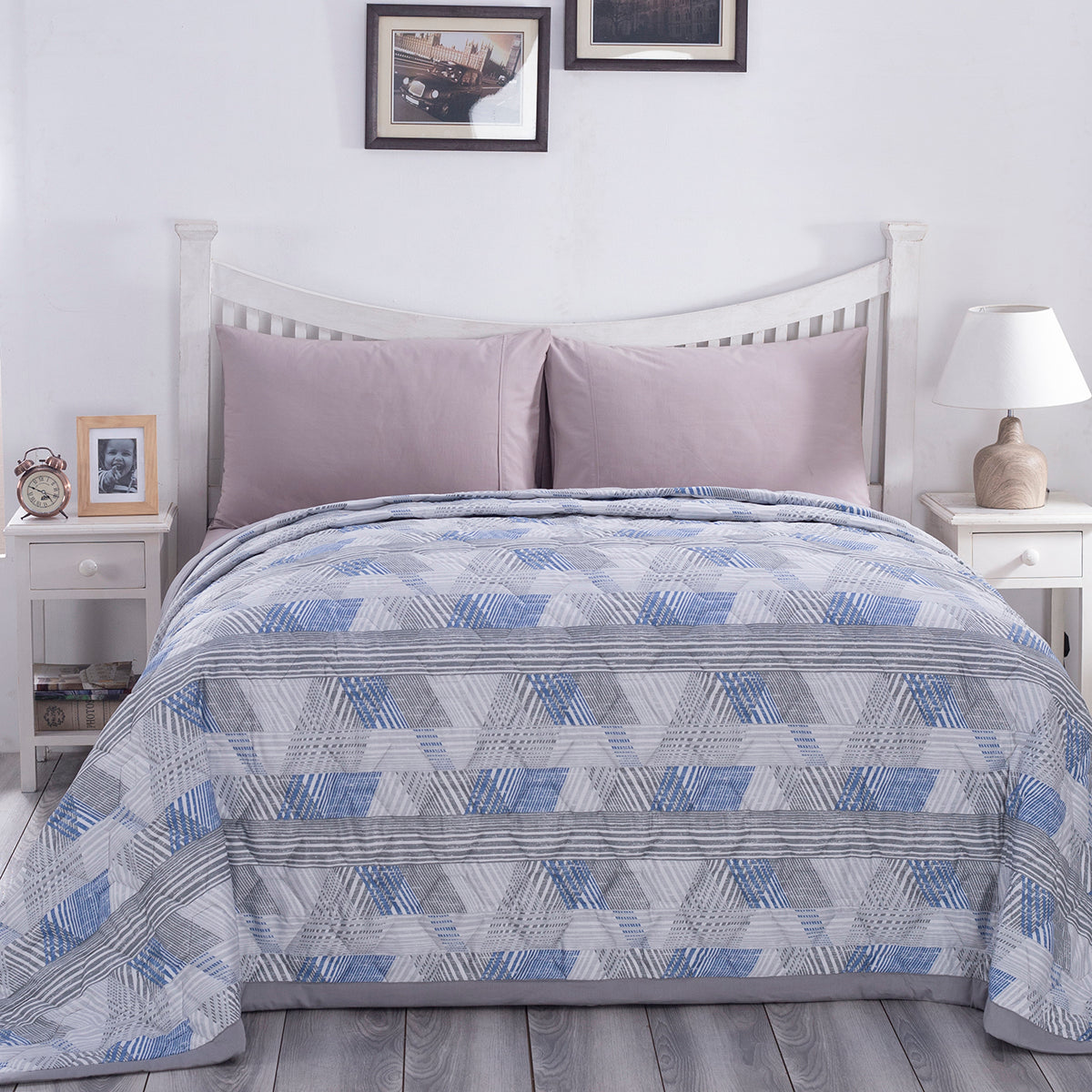 PBS Nomad Scuplt Maximus Summer AC Quilt/Quilted Bed Cover/Comforter Blue