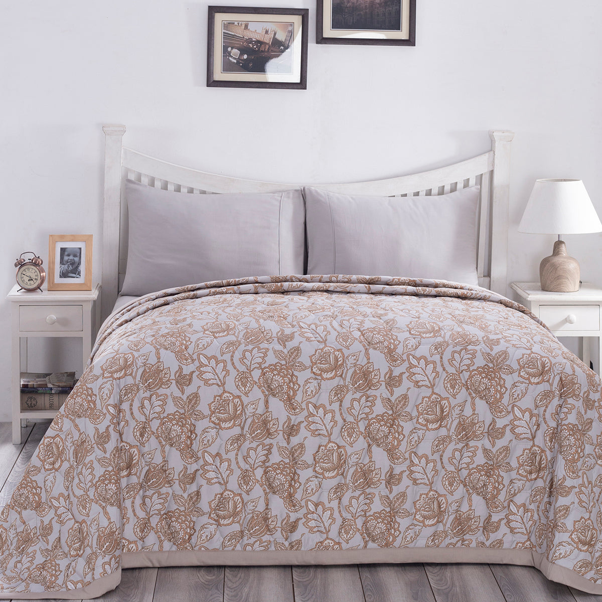 PBS Nomad Scuplt Orlean Summer AC Quilt/Quilted Bed Cover/Comforter Neutral