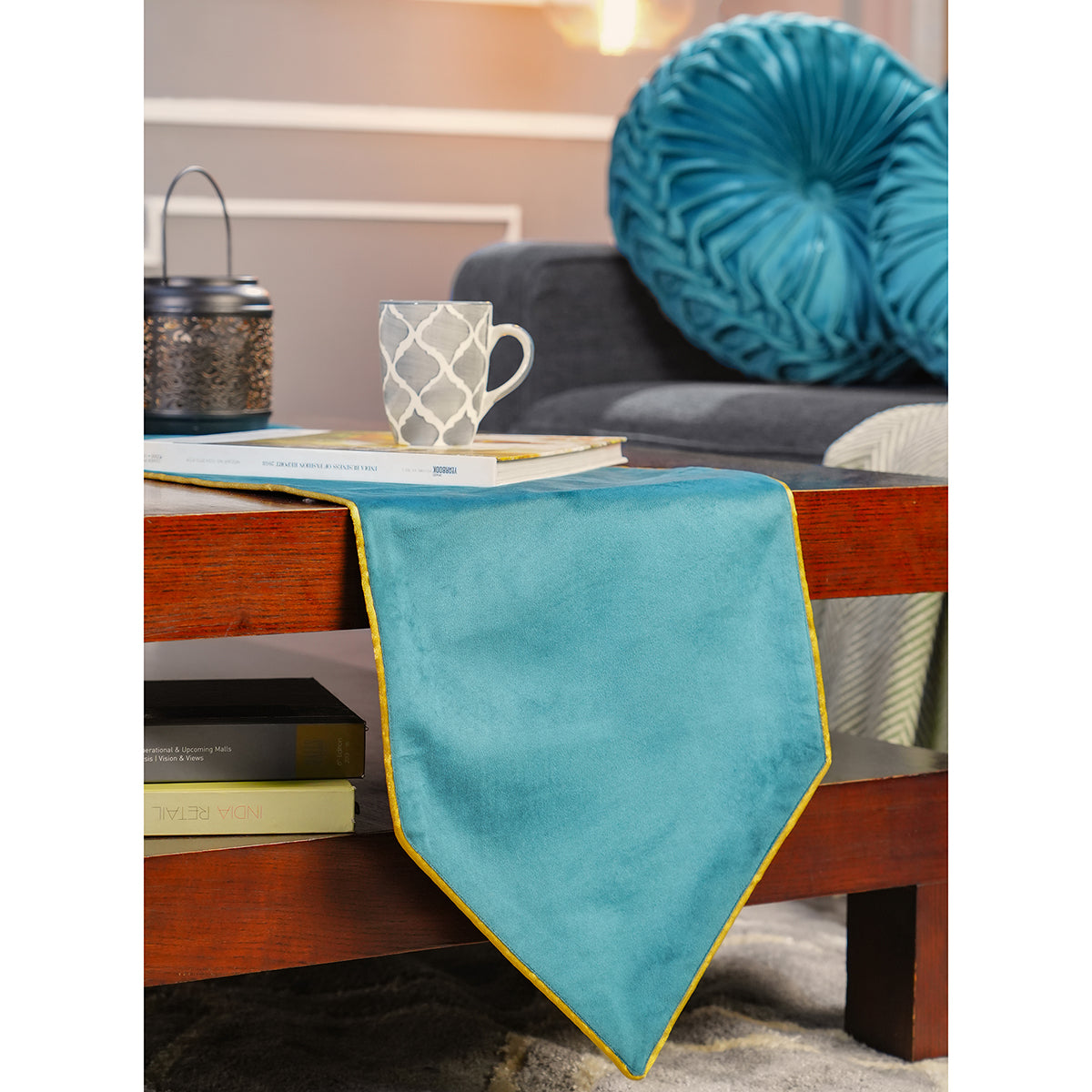 Dazzle Celeste Solid Peacock 1PC Runner With Box Packaging