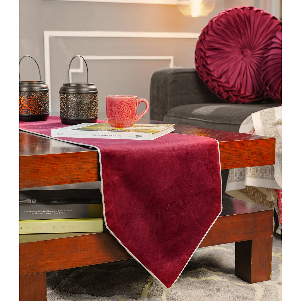 Dazzle Celeste Solid Wine 1PC Runner With Box Packaging