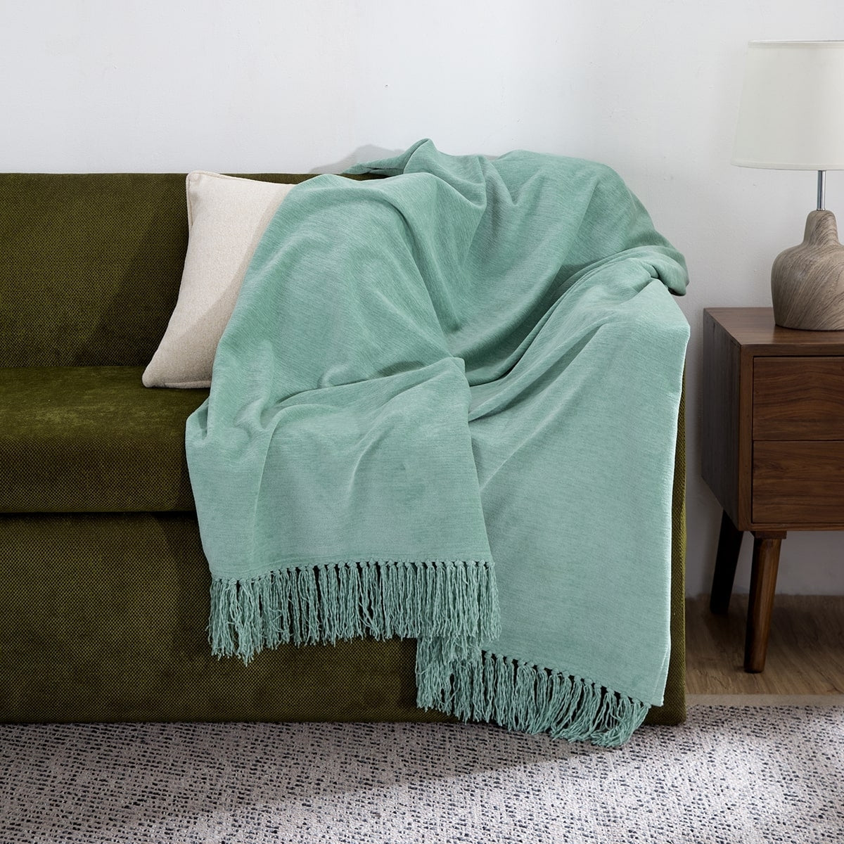 Jade green throw outlet