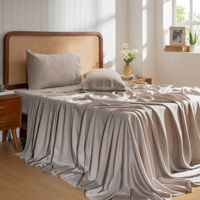100% Tencel™ Solid Bedsheet with Pillow Case Serene Haven Noemi Blue