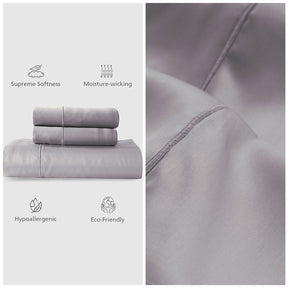 100% Tencel™ Solid Bedsheet with Pillow Case Serene Haven Noemi Grey