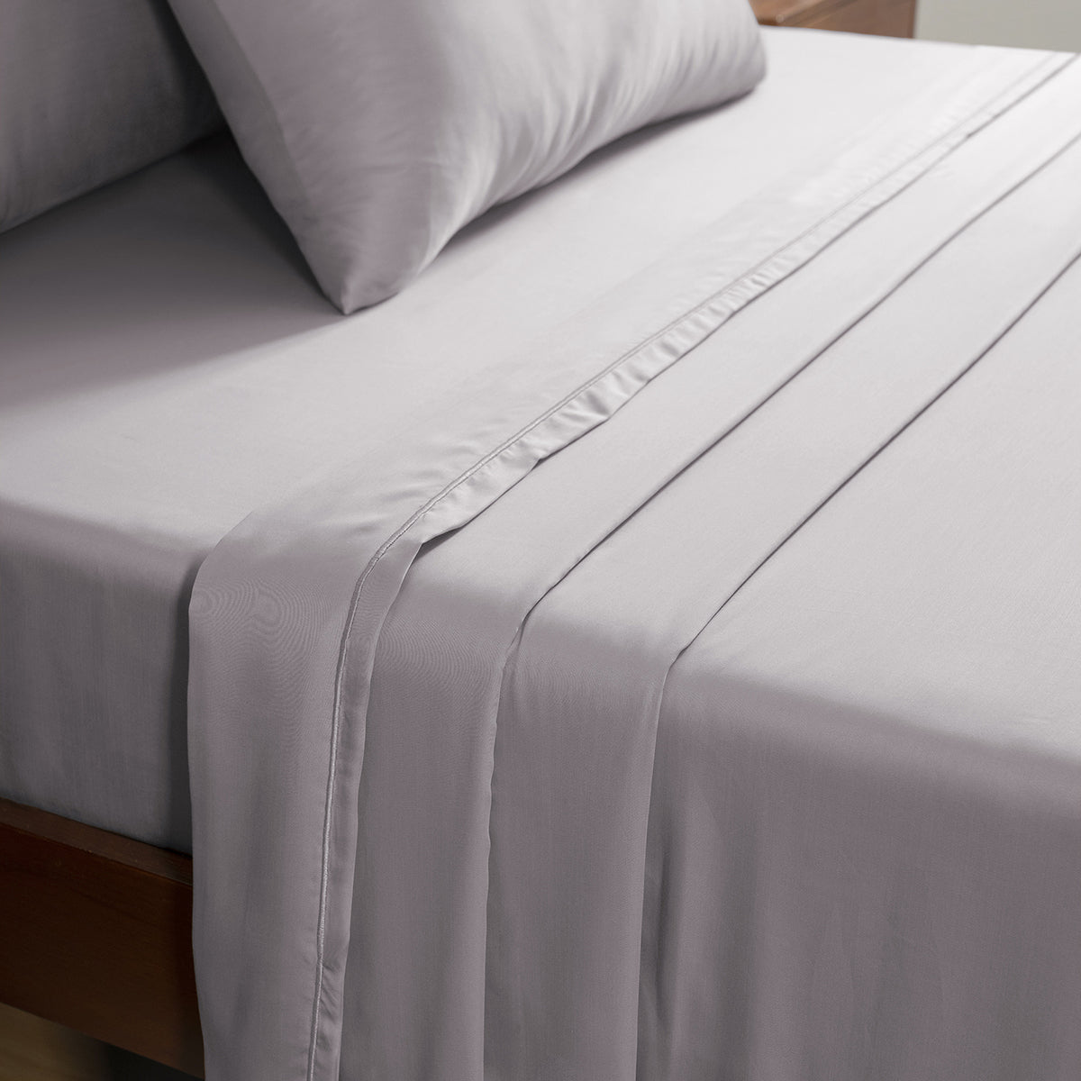 100% Tencel™ Solid Bedsheet with Pillow Case Serene Haven Noemi Grey
