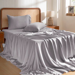 100% Tencel™ Solid Bedsheet with Pillow Case Serene Haven Noemi Grey