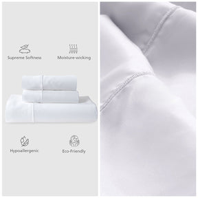 100% Tencel™ Solid Bedsheet with Pillow Case Serene Haven Noemi White