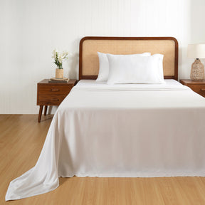 100% Tencel™ Solid Bedsheet with Pillow Case Serene Haven Noemi White