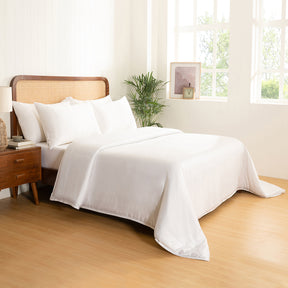 100% Tencel™ Super Soft Duvet Cover with Pillow Case Serene Haven Noemi White