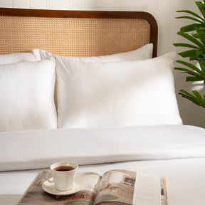 100% Tencel™ Super Soft Duvet Cover with Pillow Case Serene Haven Noemi White