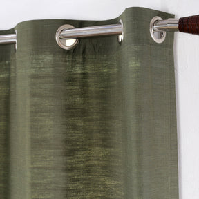 Tussah Silk Solid 2PC Green Curtain Set