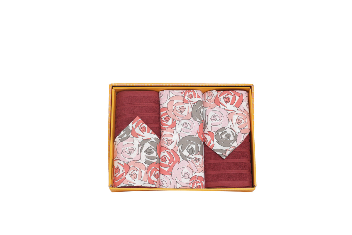 Vivian Red 5PC Bed Bath Set