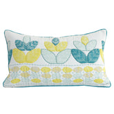 Botanical Heritage Distorted Leaf Print And Embroidery Green Cushion Cover