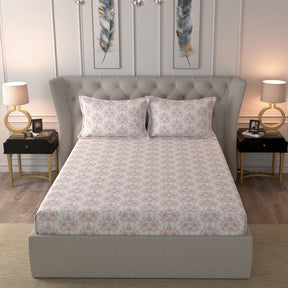 Glam Chelsia Printed 200 TC 100% Cotton Red Bed Sheet