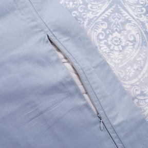 Regal Bliss Lucille Plain And Printed Reversible 100% Cotton Super Soft Blue Duvet Cover with Pillow Case