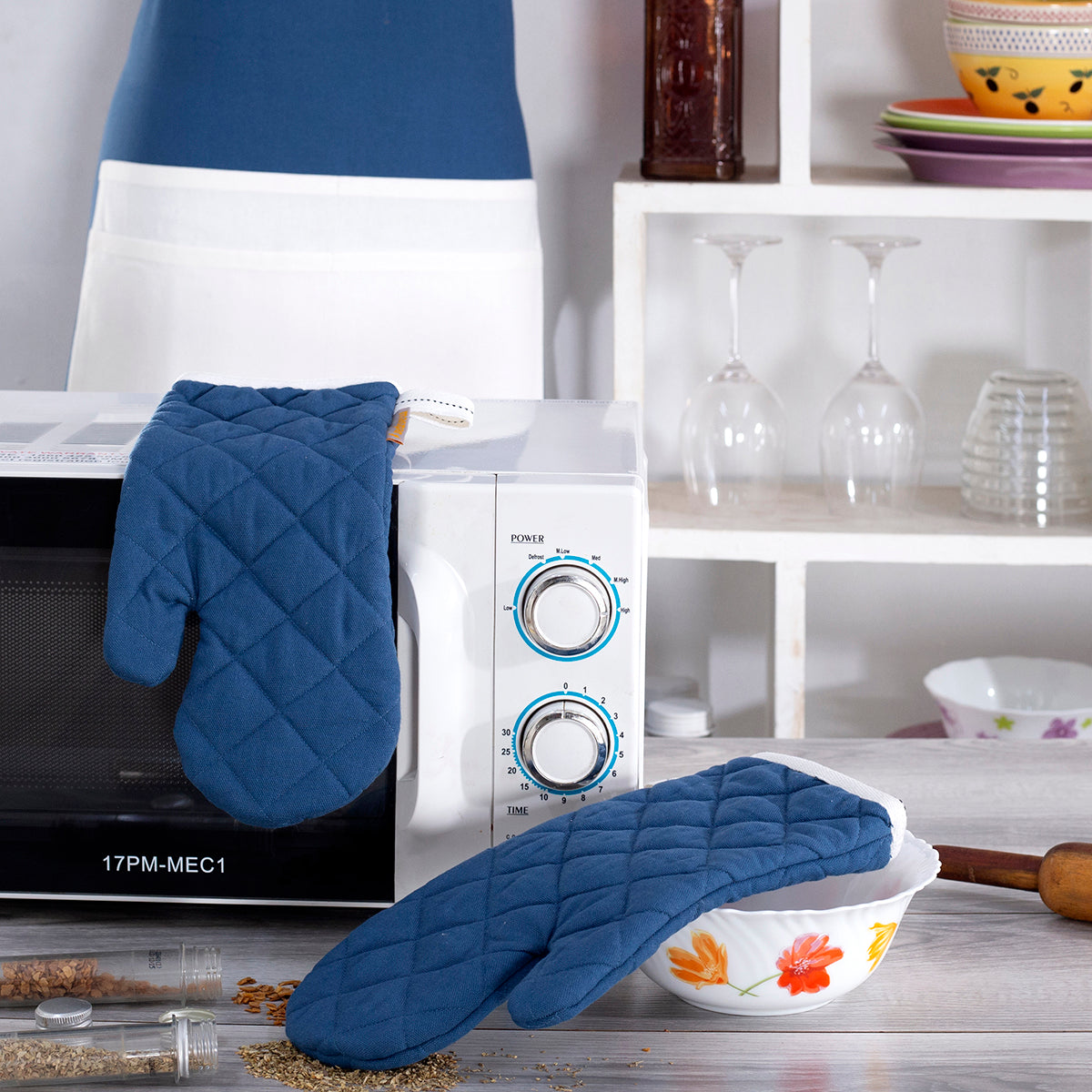 Maspar Printed Aspire 2 PC Oven Mitt Set Blue